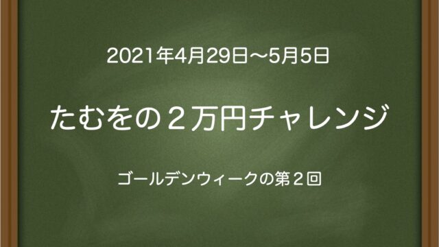 たむをの２万円チャレンジ〜ゴールデンウィークの第２回